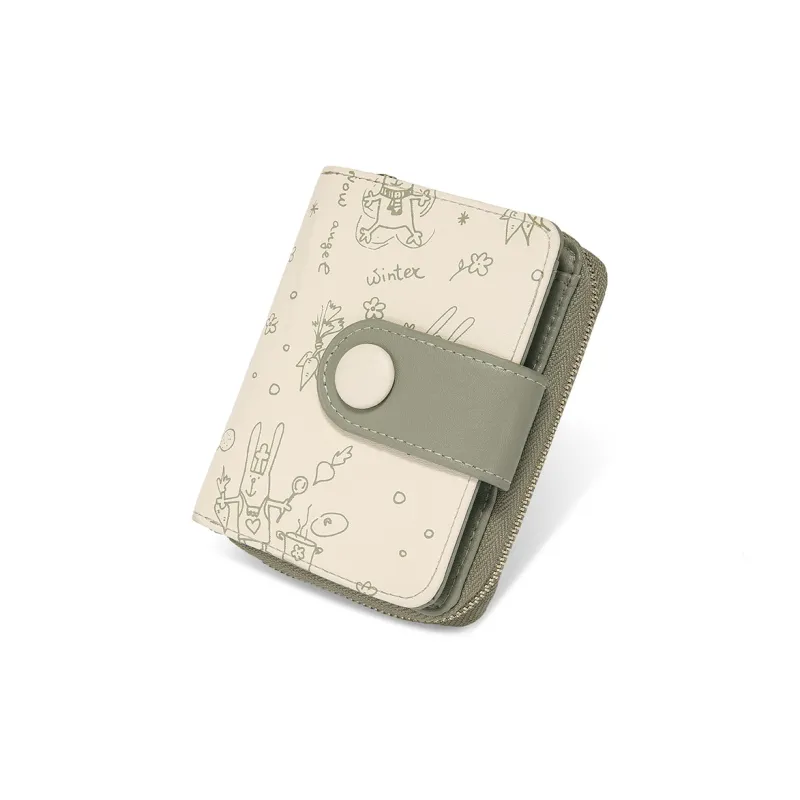 MEXICAN Cow Leather Wallet, Card Holder, Coin Purse Women's Brown/Light Green/Light Yellow-8
