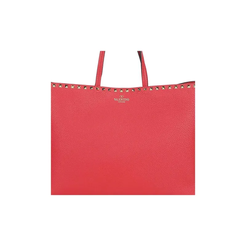 Valentino Leather Tote Bag Shopping Bag Handbag Women's Red-3