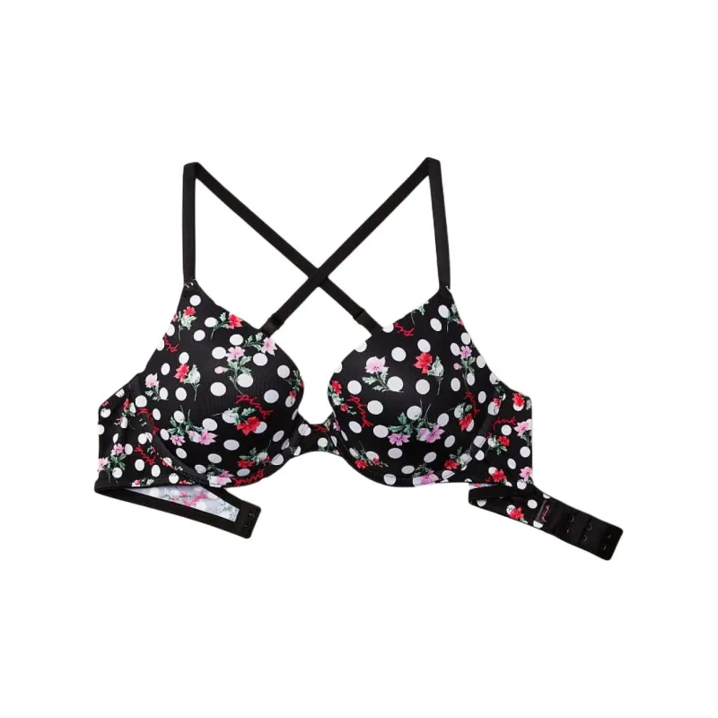 Victoria's Secret PINK Girlish Bra Women's Black White Floral Polka Dot Print-0
