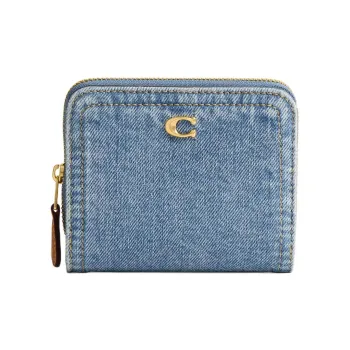 COACH Billfold Wallet Denim Wallet Mini Women's Brass & Indigo
