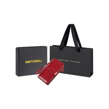 Banyanu Cow Leather Wallet Regular Women's Burgundy/Yellow/Black/Blue
