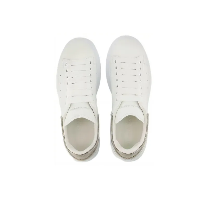 Alexander McQueen Oversized Sneaker Low Top Skateboard Shoes Women's White Gold-2