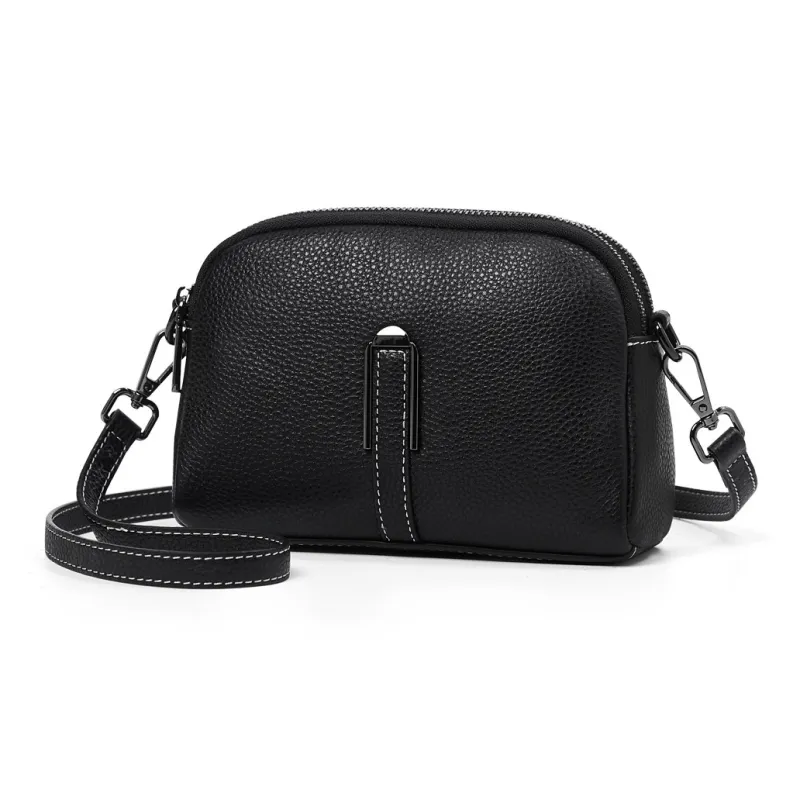 KAISER Cow Leather Shoulder Bag Regular Women's Black/Blue/Green/Burgundy/Milk Tea Brown-0