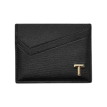 TIFFANY & CO. T Series Goatskin Card Holder Women's Black