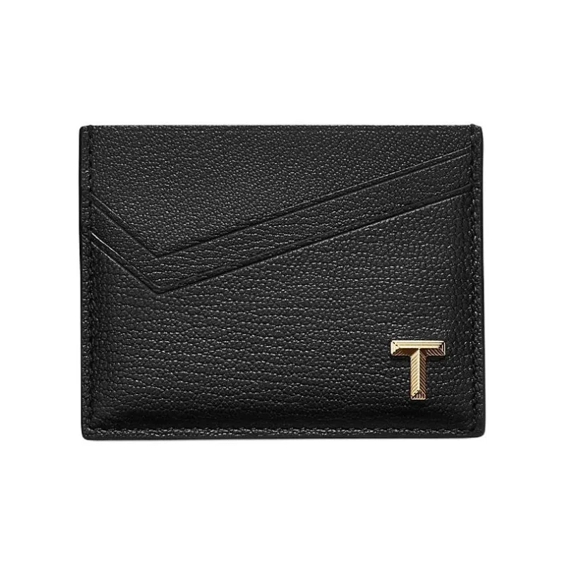 TIFFANY & CO. T Series Goatskin Card Holder Women's Black-0