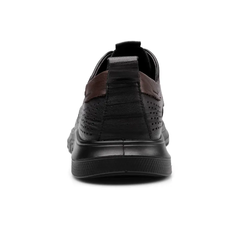 Strongman 3515 Men's Leather Shoes Genuine Leather Breathable Summer Cut-Out Clogs With Soft Sole Lace-Up-2