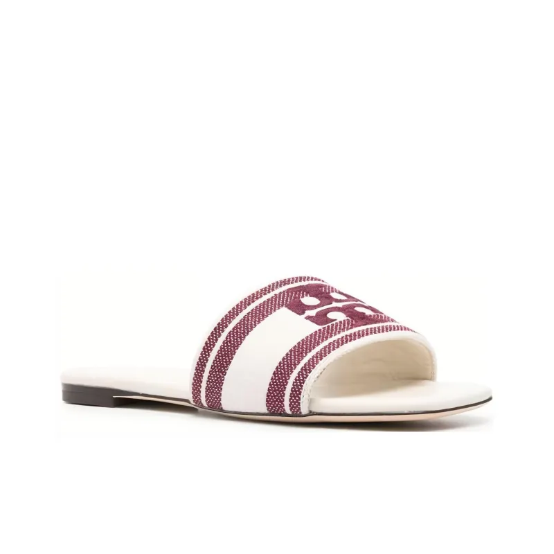 TORY BURCH Logo-embroidered Open-toe Flat Slides-1