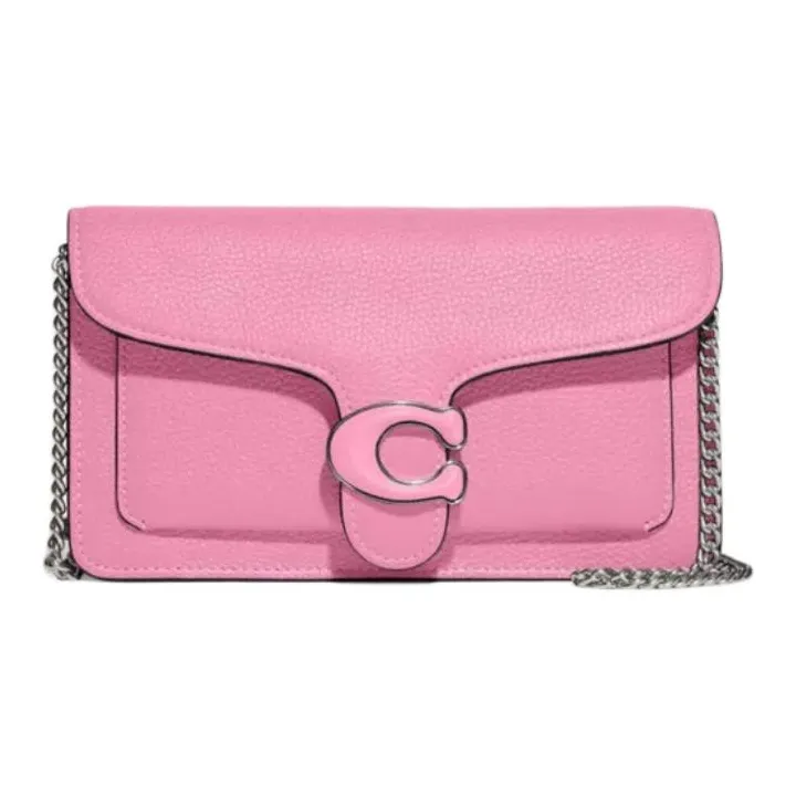 COACH Tabby Pebbled Leather Shoulder Bag, Crossbody Bag Trumpets Women's Bright Pink-0