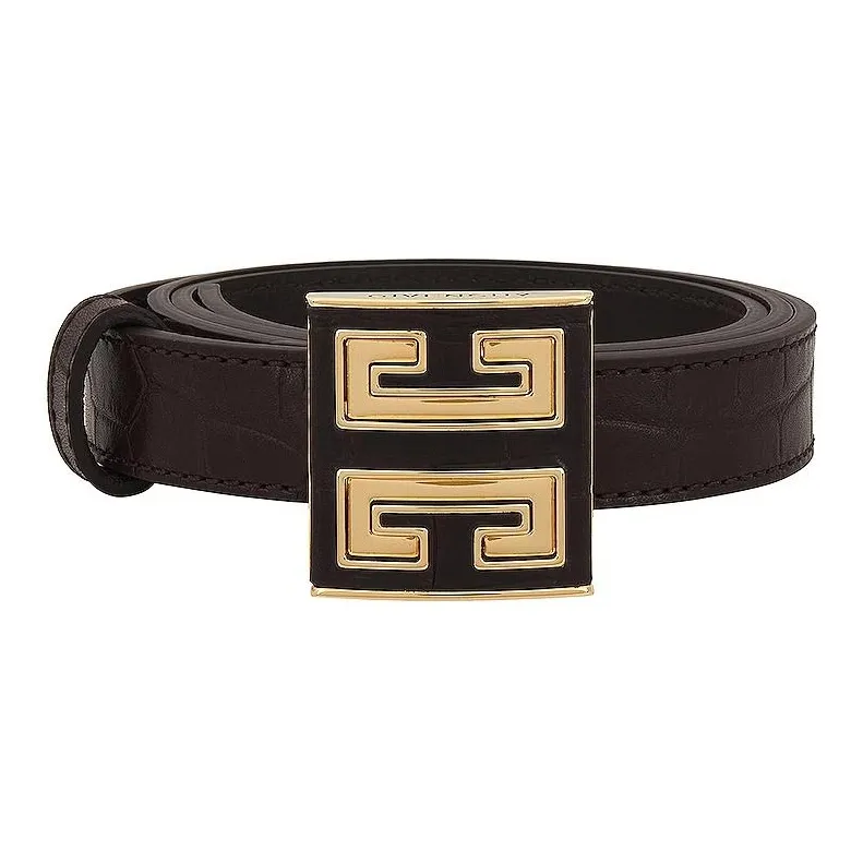 GIVENCHY Letter Logo Leather Belts Women's Black Width  2CM-2