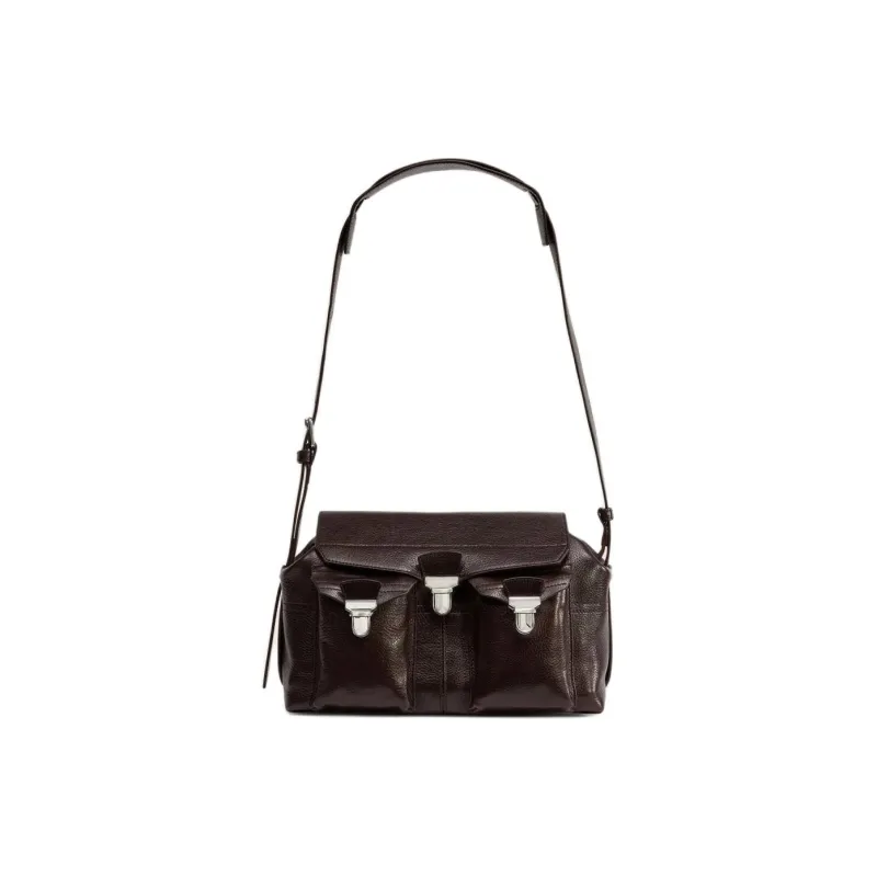Lemaire Cow Leather Handbag Shoulder Bag Medium Size Women's Dark Brown-1