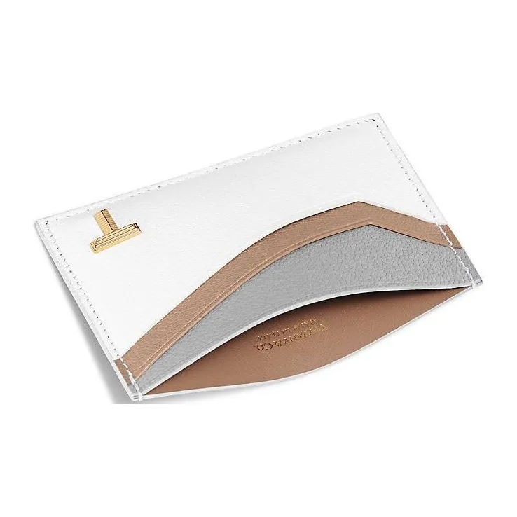 TIFFANY & CO. Tiffany T Goatskin Card Holder Women's Taupe Multicolor-3