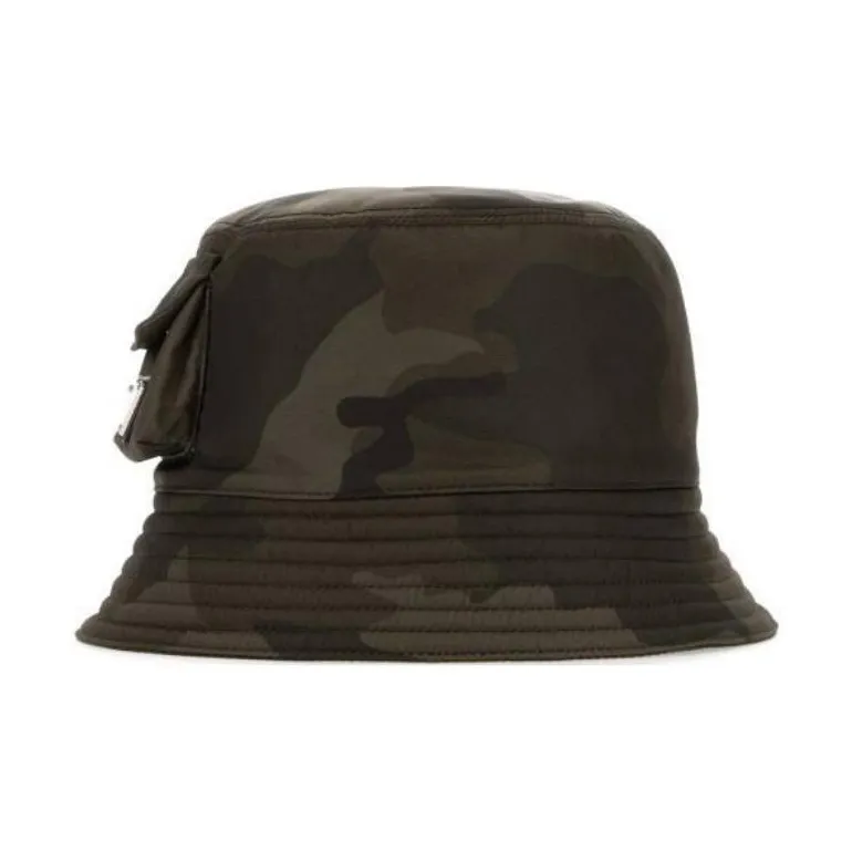 PRADA Recycled Polyamide Synthetic Fiber Resin Bucket Hats Men's Green-2