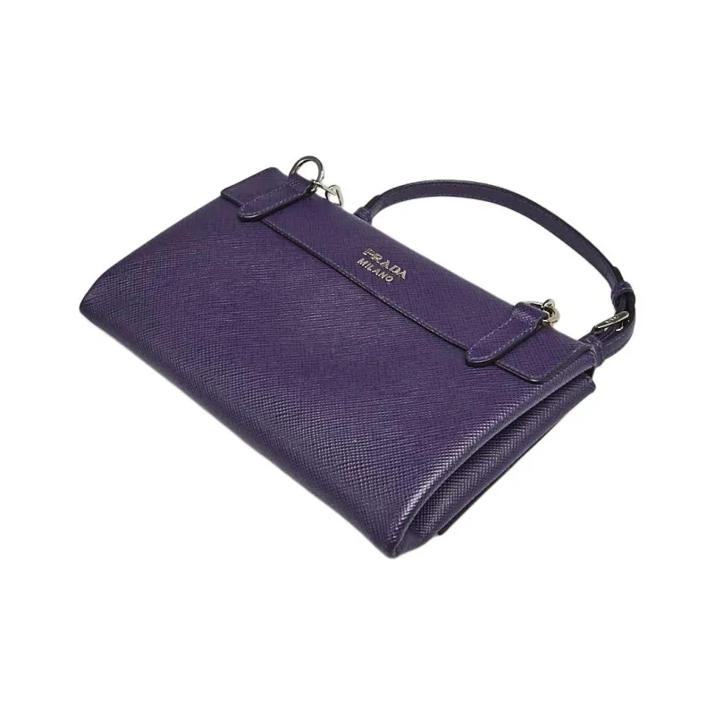 PRADA Uva Saffiano Leather Crossbody Bag Shoulder Bag Women's Dark Purple-1