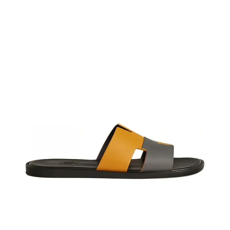 HERMES Izmir Slide Slippers Men's Black Yellow-1
