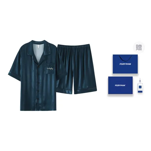 Floating Light Islands Pajama Set Men's Gift Box Set Peacock Blue
