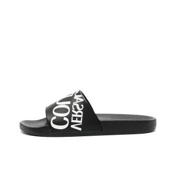 VERSACE Jeans Couture Logo-embossed Moulded-footbed Slides