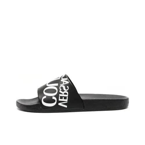 VERSACE Jeans Couture Logo-embossed Moulded-footbed Slides