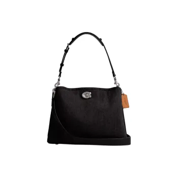 COACH Willow Denim With Calfskin Handbag, Shoulder Bag Tubas Women's Black