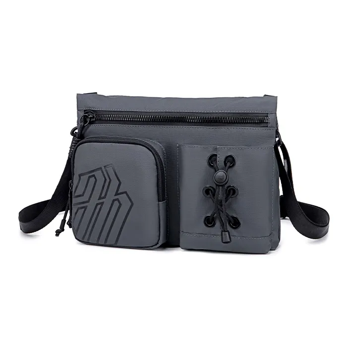ARCTIC HUNTER Polyester Messenger Bag, Shoulder Bag, Crossbody Bag Unisex Black/Gray/Blue-4