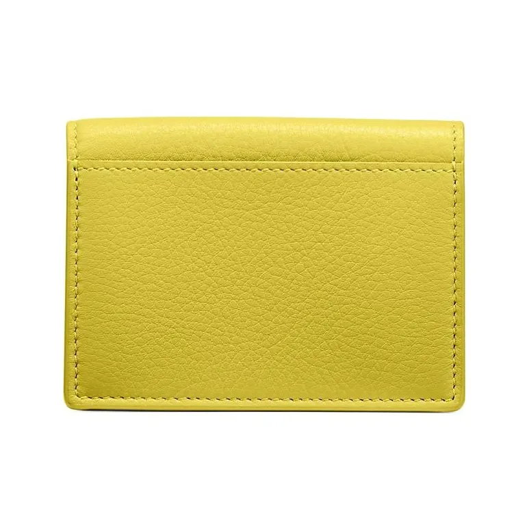 TIFFANY & CO. Leather Card Clip Card Holder Women's Yellow Green-2