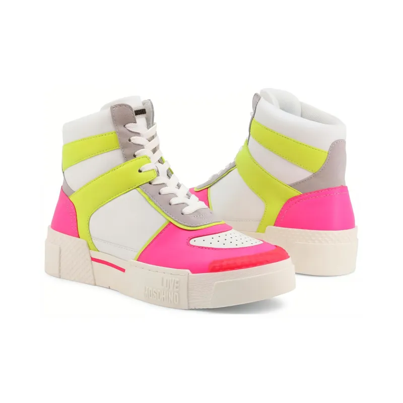 LOVE MOSCHINO High Top Skateboard Shoes Women's White-2