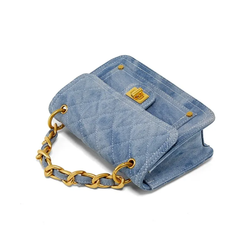 Teenmix Fabric Microfiber Synthetic Leather One Shoulder Handbag Regular Women's Black/Blue-4
