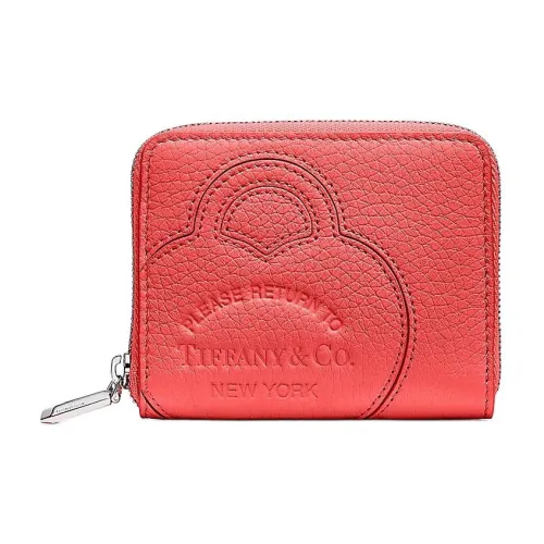 TIFFANY & CO. Return To Tiffany Collection Taurillon Leather Wallet Small Size Women's Mauve Red