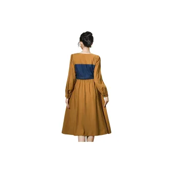 SMEN Long Sleeved Dresses Women's Amber Yellow