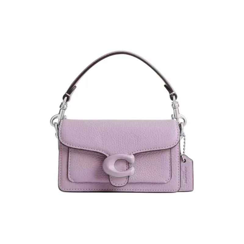 COACH Tabby Polished Grain Leather Portable Crossbody Bag, Shoulder Bag Mini Women's Light Purple-0