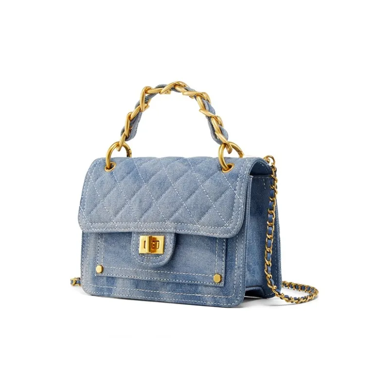 Teenmix Fabric Microfiber Synthetic Leather One Shoulder Handbag Regular Women's Black/Blue-1