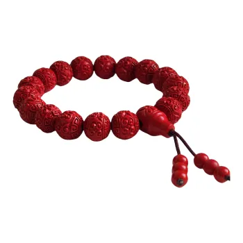 Jade Linmen Reconstructed Cinnabar Six-Word Admonition Bracelet Unisex
