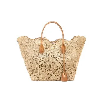 ERMANNO SCERVINO Raffia And Smooth Calfskin Tote Bag Shopping Bag Handbag Women's Natural