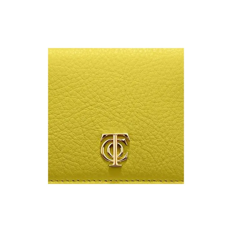 TIFFANY & CO. Leather Card Clip Card Holder Women's Yellow Green-4