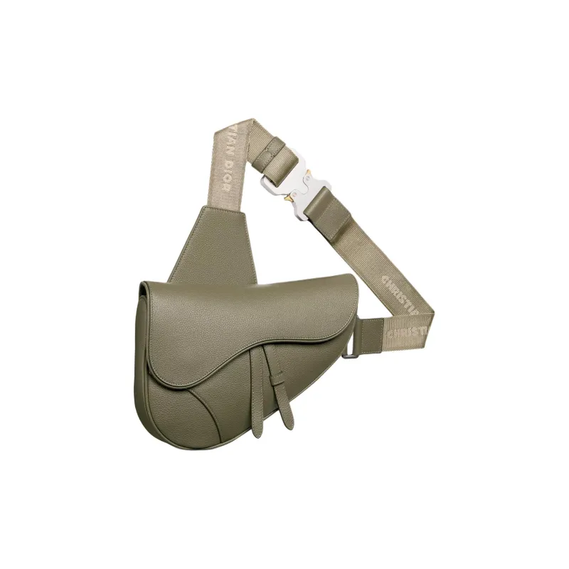 DIOR Grained Calfskin Saddle Bag Messenger Bag Crossbody Bag Shoulder Bag Men's Khaki-1