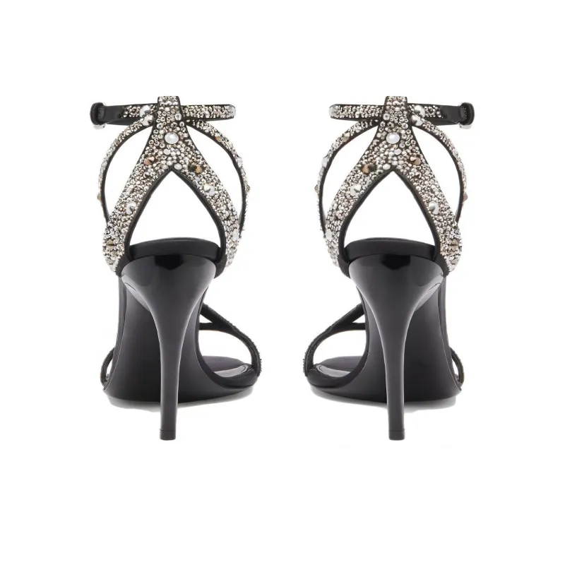 Alexander McQueen Armadillo Crossed Sandals 'Black Silver' Women's-4