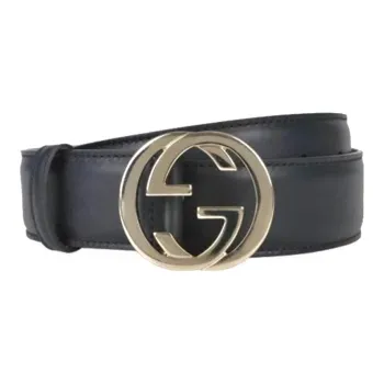 GUCCI Styling Smooth Buckle With Logo Leather Belts Women's Black Width 3.5CM