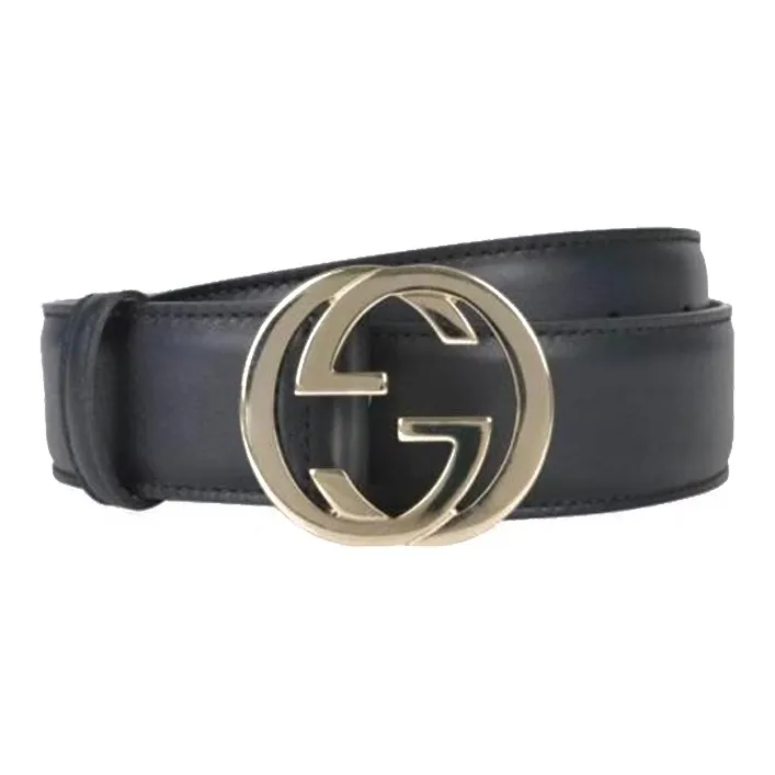 GUCCI Styling Smooth Buckle With Logo Leather Belts Women's Black Width 3.5CM-0