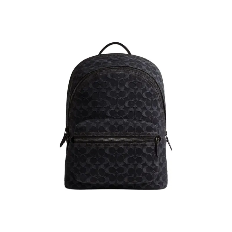 COACH Charter Denim Backpack Large Size Men's Black-0