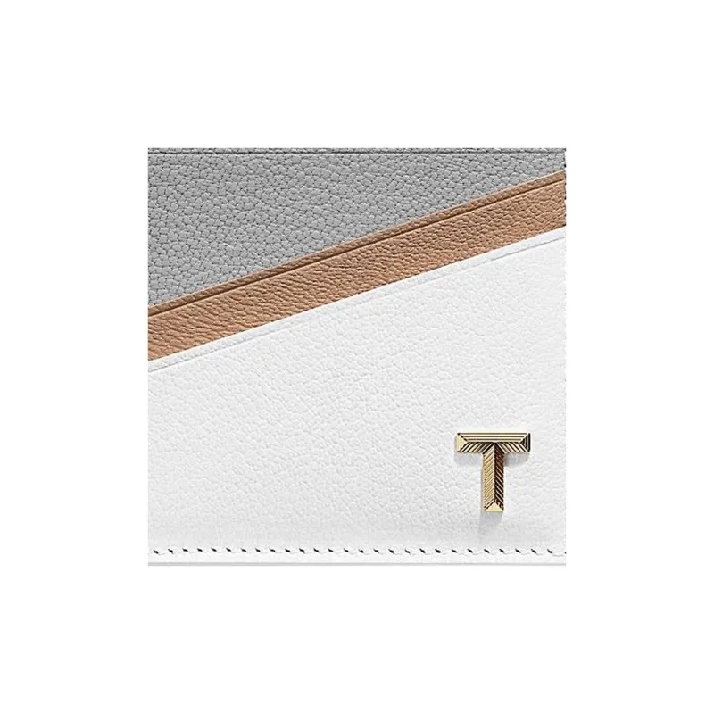 TIFFANY & CO. Tiffany T Goatskin Card Holder Women's Taupe Multicolor-4