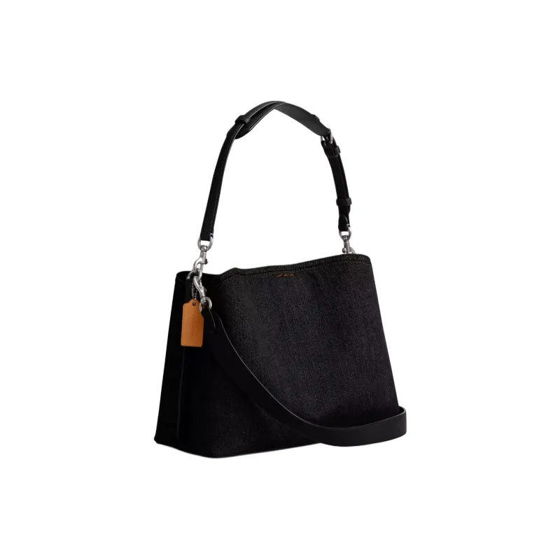 COACH Willow Denim With Calfskin Handbag, Shoulder Bag Tubas Women's Black-1