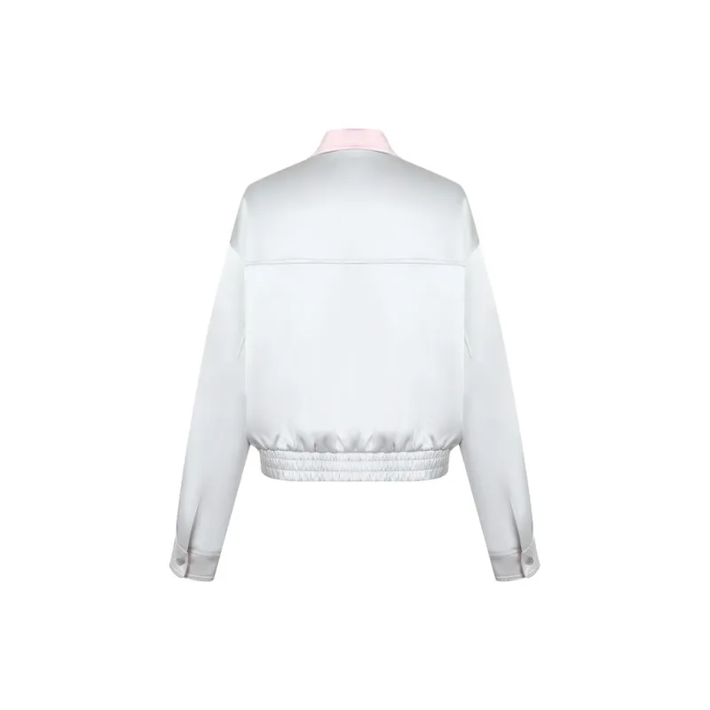 Three Quarters Cropped Coat Women's Silver-1