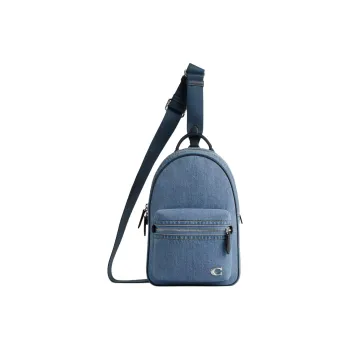 COACH Charter Denim Shoulder Bag, Crossbody Bag Trumpets Men's Indigo