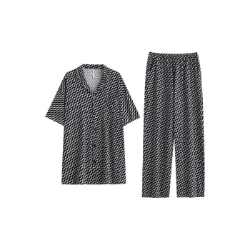 Yue Nei Pajama Set Men's Light Gray Blue