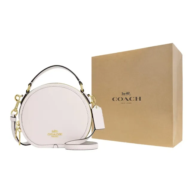 COACH Canteen Refined Pebbled Leather Handbag, Shoulder Bag, Crossbody Bag Trumpets Women's White-6