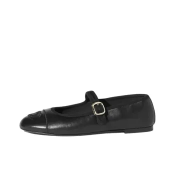 CHANEL Flat Mary Jane Shoes 1cm Women's Black