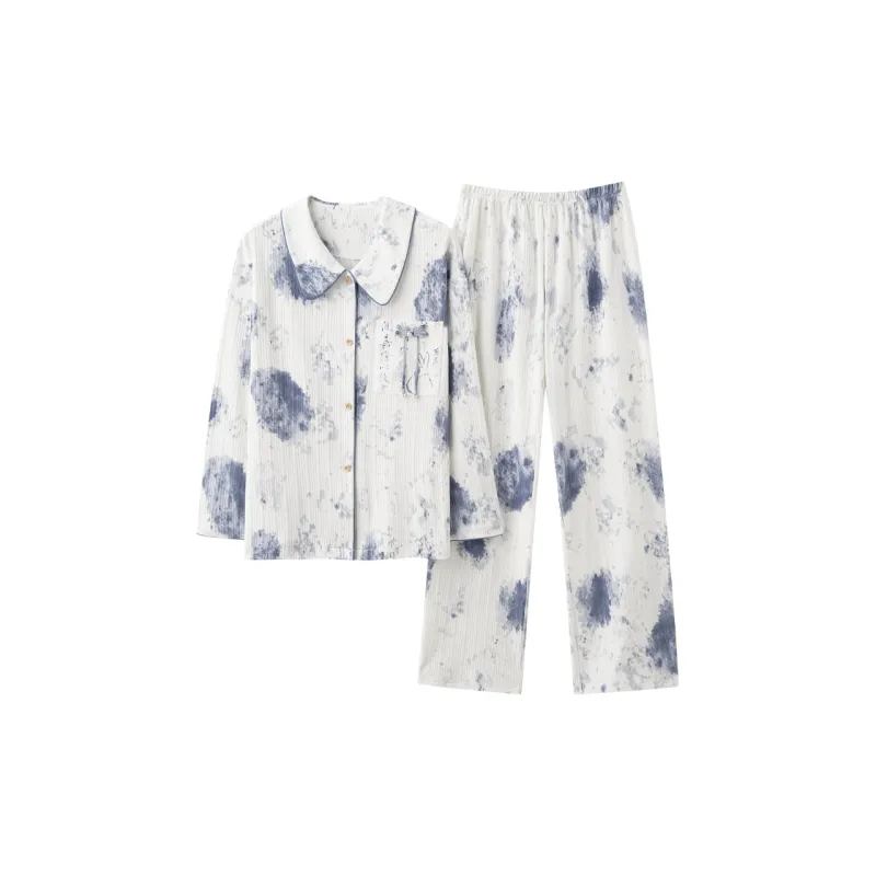 CHUDUAN Pajama Set Women's Light Cyan-0