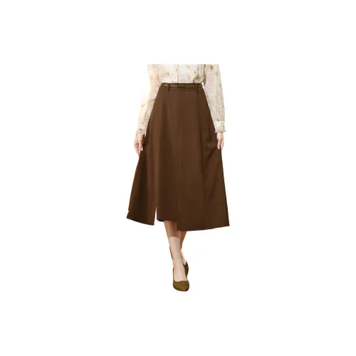 SMEN Casual Long Skirts Women's Coffee