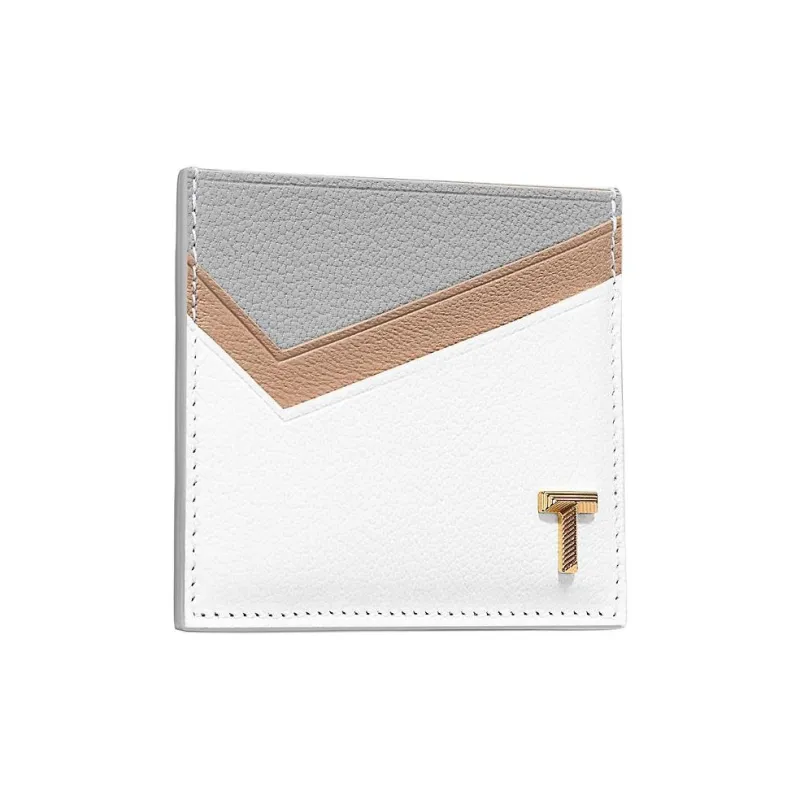 TIFFANY & CO. Tiffany T Goatskin Card Holder Women's Taupe Multicolor-1