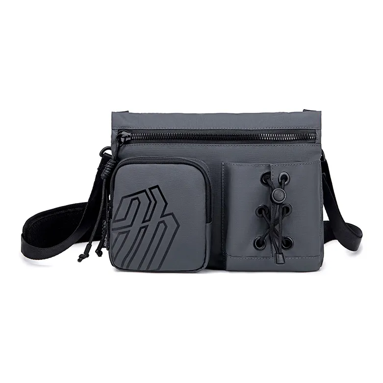 ARCTIC HUNTER Polyester Messenger Bag, Shoulder Bag, Crossbody Bag Unisex Black/Gray/Blue-3