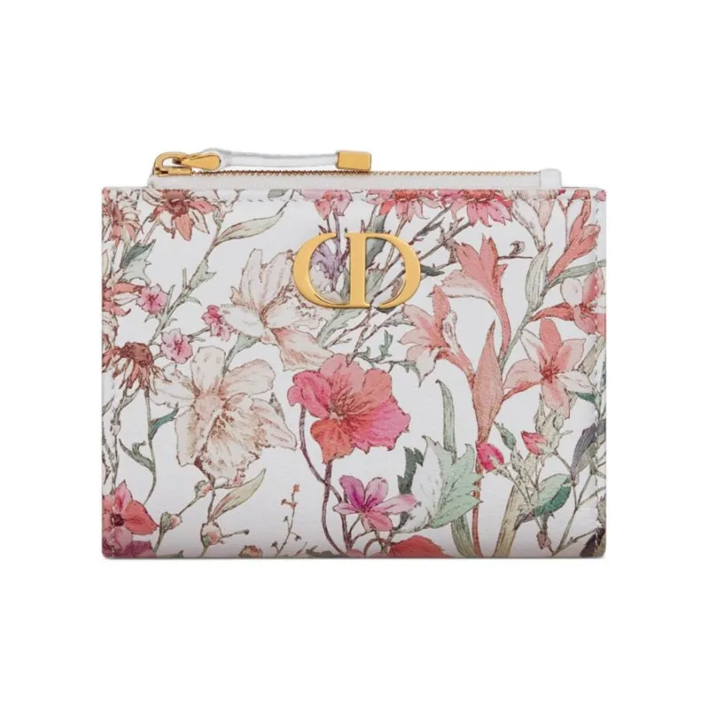 DIOR Caro Calfskin Wallet Women's White & Multicolor-0